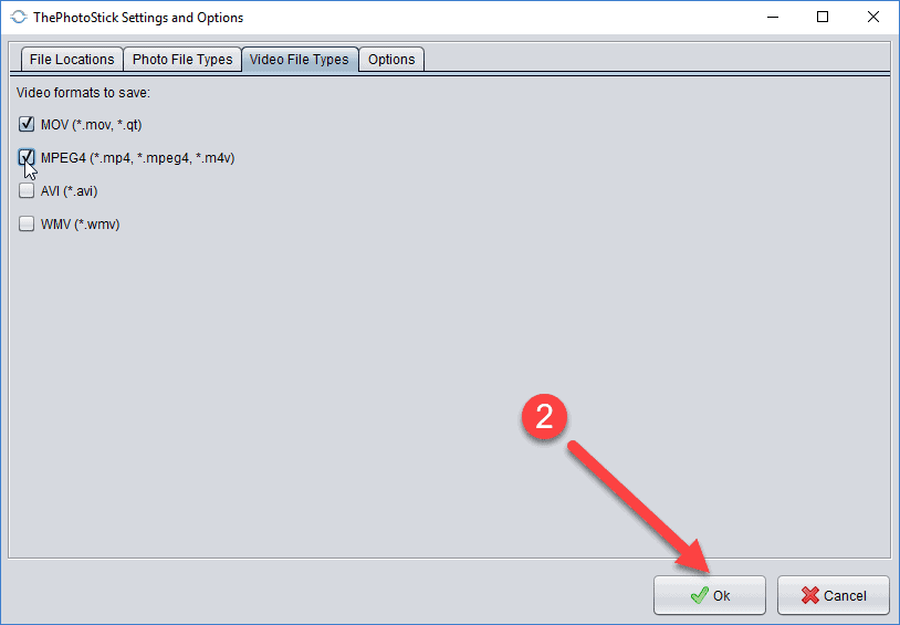 PhotoStick Video File Types