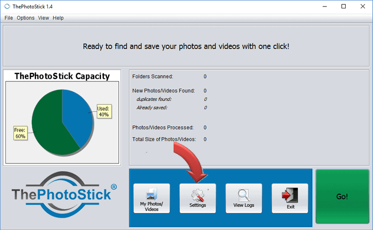 Settings and Options for ThePhotoStick