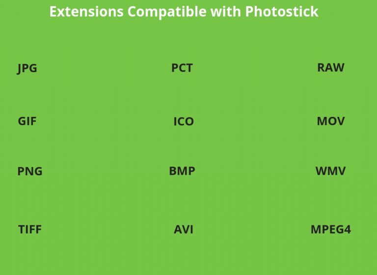 File Formats Supported By ThePhotostick Mobile