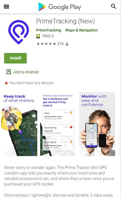 PrimeTracking GooglePlay App