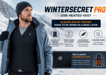 WinterSecret Pro Reviews 2026: The Heated Vest Truth Every Buyer Deserves 10 WinterSecret Pro USB heated vest worn as base layer under jacket - sleeveless design