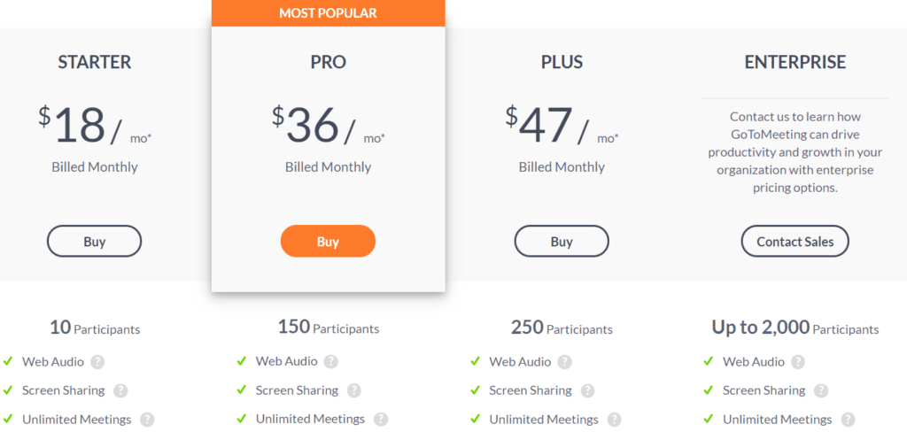 GoToMeeting pricing