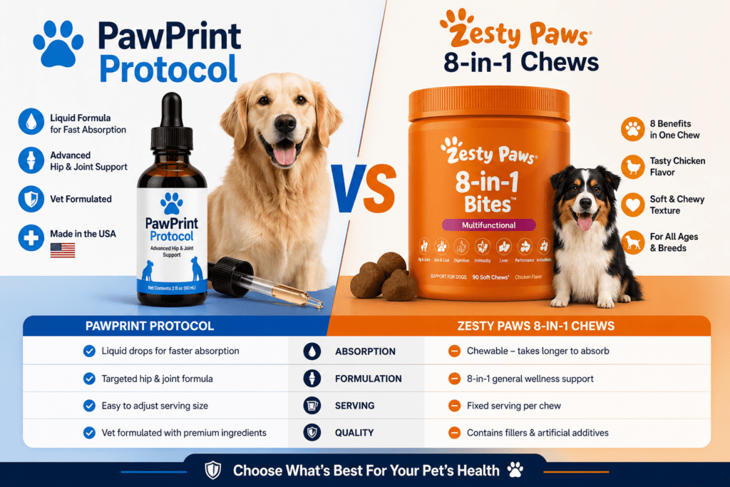 PawPrint Protocol vs. Zesty Paws 8-in-1 Chews
