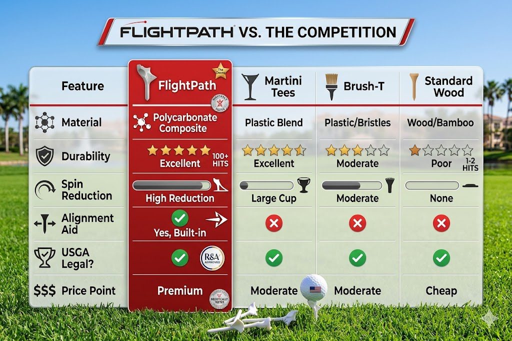 FlightPath Golf Tee Review: Do These High-Tech Tees Actually Add Distance? 3 Comparison Table vs Competitors