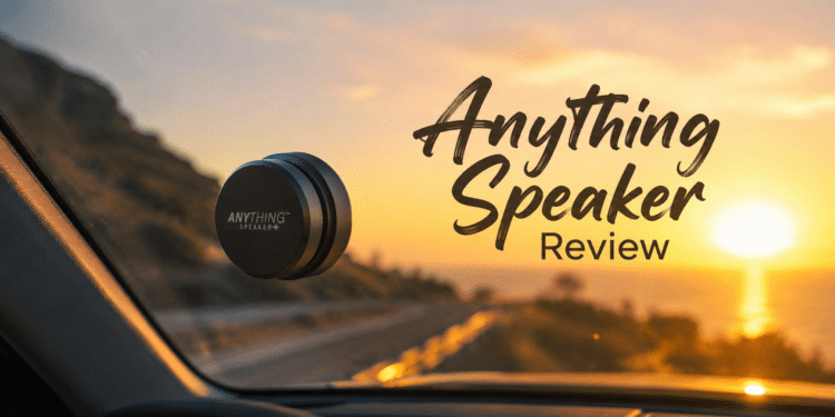 Anything Speaker Review: We Tested the Viral Gadget on 20 Surfaces 1 Anything Speaker bone conduction device attached to a car windshield.