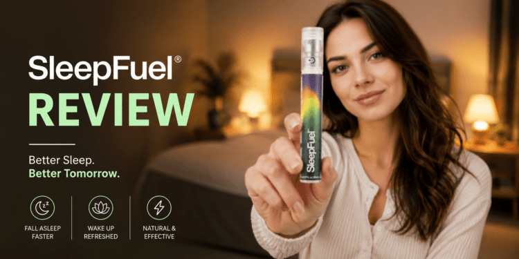 SleepFuel Review (2026): I Tracked My Sleep for 30 Days—Here Is the Truth 1 Author holding a bottle of SleepFuel liquid sleep drops in the bedroom.